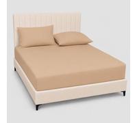 Extra Deep 40cm Fitted Sheet, 2 Matching Pillowcases, Soft Polycotton Elasticated Mattress Cover, Bed Sheet for Single to Super King Beds, Everyday Bedding, Latte, Single (90 x 190 cm)