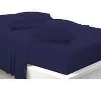 Extra Deep 40cm Fitted Sheets Easy Care Polycotton Cotton Rich Deep Fitted Bed Sheets (4FT Double, Navy)
