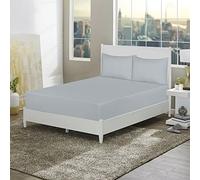 Extra Deep 40cm Fitted Sheets Easy Care Polycotton Cotton Rich Deep Fitted Bed Sheets (Double, Silver)