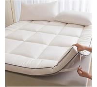 Extra Deep 5cm Mattress Topper Double Bed Quilted Breathable Box Stitched Mattress Pad Soft Supportive Comfortable Bed Topper with Easy Fit Corner Elasticated Straps Machine Washable (Double)