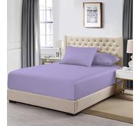 MistyMorning Extra Deep Fitted Sheet 16''/40cm, Egyptian Cotton bed sheets with 200 Thread Count, Soft & Premium quality Bedding & Linen (Lilac, King)