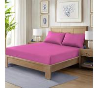 Extra Deep Fitted Sheet 25cm, Multiple Colours, Single Double King Super King Sizes (Fuchsia, Double)