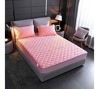 Extra Deep Fitted Sheet,Thick crystal velvet fitted sheets to keep warm bedspreads single double mattress cover men, women and -pink_jade_150cmx190cm+25cm(dpth)(1pcs)