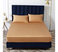 Extra Deep Fitted Sheets,bed sheet single cotton silk satin sheet bed cover non-slip mattress protector for double king-yellow_150cm*200cm*40cm