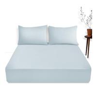 Extra Deep Fitted Sheets Super King - 16"/ 40 CM Plain Dyed Polycotton Deep Pocket Bed Sheet - Elastic Corner Sky Blue Bedding Sheet