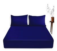 Extra Deep Fitted Sheets Super King - 16"/ 40 CM Plain Dyed Polycotton Deep Pocket Bed Sheet - Elastic Corner Royal Blue Bedding Sheet