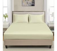 Extra Deep Luxuary Fitted Sheet 40cm Mattress Sheets 50% Cotton 50% Polyester By JRI® (Double, Cream)