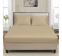 Extra Deep Luxuary Fitted Sheet 40cm Mattress Sheets 50% Cotton 50% Polyester By JRI® (Double, Mocha)