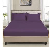 Extra Deep Luxuary Fitted Sheet 40cm Mattress Sheets 50% Cotton 50% Polyester By JRI® (Double, Purple)