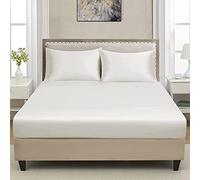 Extra Deep Luxuary Fitted Sheet 40cm Mattress Sheets 50% Cotton 50% Polyester By JRI® (Double, White)
