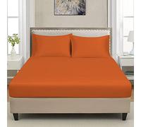 Extra Deep Luxuary Fitted Sheet 40cm Mattress Sheets 50% Cotton 50% Polyester By JRI® (King, Orange)