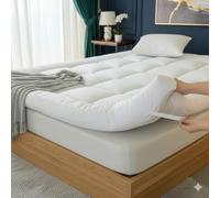 Extra Deep Mattress Topper Double - 10cm Thick Luxury Hotel Quality Bed Topper, 1100 GSM Ultra-Plush Microfiber, Breathable Box Stitched Overfilled Comfort Layer 137x190 cm (Double)