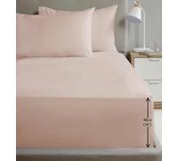 Extra Deep Percale Fitted Sheet 16" 40cm Plain Cotton Blush Pink King Bedding