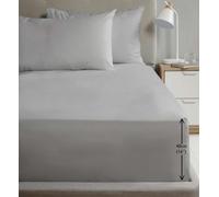 Rapport Home King Size Fitted Sheet Extra Deep 40cm Depth Grey Soft Easy Care Non-Iron Percale Bed Sheet - 16 inch Pocket