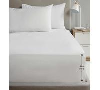 Rapport Home Super King Size Fitted Sheet Extra Deep 40cm Depth White Soft Easy Care Non-Iron Percale Bed Sheet - 16 inch Pocket