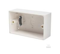 Extra Deep Plastic Double Two Gang Surface Mounted Pattress Back Box - 47mm, White, 1 Piece