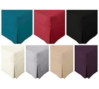 Extra Deep Pleated Valance Fitted Sheet Double 180 Thread Count Polycotton Non Iron Percale Bed Sheets with 10" Box and 16" Frill (Black)