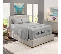 Extra Deep Pocket Fitted Sheet - Ultra Deep Pocket Bed Sheet Set - Super Deep Pocket 4 Piece Set - Extra Deep Fitted Sheets - 60 x 80 inches - Extra Deep Pocket Queen Size Sheets - Silver Gray