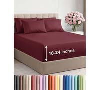 Extra Deep Pocket Sheets - 6 Piece King Size Sheet Set - Fits Deep Pocket Mattresses
