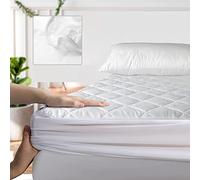 Extra Deep Quilted Mattress Protector - 100% Cotton Mattress Pad Bed Topper Cover Anti Allergic Breathable Sheets Single Double King SuperKing 4FT Size (Super King) White