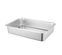 Extra-Deep Rectangular Litter Pan with Privacy & Reinforced Edges, Spacious Cats Toilet for Adult Pets Stainless Steel Litter Tray