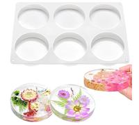 Extra Deep Silicone Molds for Resin - Large 6-Cavity Round Coasters, Trays, Dishes | DIY Craft Mat Epoxy Mold for Custom Creations