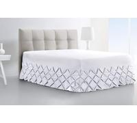 Extra deep valance sheet White-40cm deep fitted valance sheet, Pinch Pleated Fitted Valance Bed Sheet of Single(90x190cm)