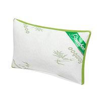 Extra Filled Orthopedic Bamboo Memory Foam Pillow, Medium Firm Neck Support Comfy Bed Pillow, 70x45 Cm, White