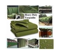 Extra Heavy Duty Tarpaulin Waterproof Sheet Thick Green Tarp Ground Canvas Cover (3 Meter x 6 Meter ) Green