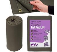 Extra Heavy Duty Waterproof 21 Ounce Canvas Tarp by CCS CHICAGO CANVAS & SUPPLY - Extra Durable Camping Tarp Cover with Rustproof Grommets, Industrial & Commercial Use, Olive Drab, 10 by 16 Feet