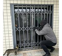 Extra High Door Burglar Grill Retractable, Gray Foldable Sliding Gate Security Bars, Customizable Burglar Window Rail for Children Pets(W55xH180cm/22x72in)