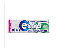 Extra Ice Spearmint Chewing Gum - Sugar Free - 10 Pieces per Pack, Case of 30 | Cooling Fresh Breath Gum
