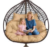 Extra Lar Hanging Basket Chair Cush, 59x43/67x47 Swing Replacement for 2-Person Wicker Rattan Hammock, Waterproof, Washable & UV-Resint Outdoor t