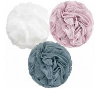 Extra Large 100g Shower Puff 3 Pack 50% Heavier Than Standard Premium Ultra-Dense Soft Mesh Loofah Sponge for Body Gentle Exfoliating Shower Scrubber for Men & WomenGift-Ready Zipp (White, Pink, Blue)