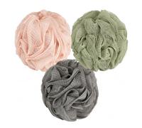 Extra Large 100g Shower Puff 3 Pack 50% Heavier Than Standard Premium Ultra-Dense Soft Mesh Loofah Sponge for Body Gentle Exfoliating Shower Scrubber for Men & WomenGift-Ready (Pink Green Gray)