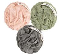 Extra Large 100g Shower Puff 3 Pack 50% Heavier Than Standard Premium Ultra-Dense Soft Mesh Loofah Sponge for Body Gentle Exfoliating Shower Scrubber for Men & WomenGift-Ready Zipp (Pink, Green, Gray)