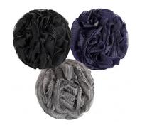 Extra Large 100g Shower Puff 3 Pack 50% Heavier Than Standard Premium Ultra-Dense Soft Mesh Loofah Sponge for Body Gentle Exfoliating Shower Scrubber for Men & WomenGift-Ready (Black Gray Blue)