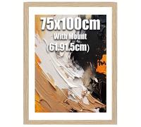 Extra Large 100x75cm Poster Frames with White Mat 75x100 Photo Frames with Mount Both Ways Hanging Poster Frame, 75x100cm Frame with 61x91.5cm Mount