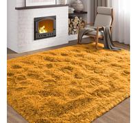 Extra Large 200x290 Yellow Shaggy Rug-Faux Fur Fine Threads Soft Shaggy Carpets for Living & Dining Area