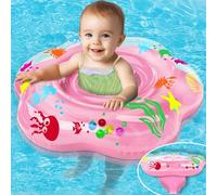 Extra-Large 25.6" Baby Pool Float with Double Airbag & Safety Seat, Inflatable Swimming Ring Float for 6-36 Months Toddler Infant, Upgraded Diameter Enhances Stability in Pool/Bathtub Swim Training