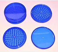 Extra Large 3 Piece 90mm Clear Coloured Tough Plastic Herb Grinder Acrylic Magnetic Spice Mill Crusher (Blue)