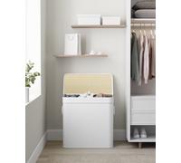 Extra Large 3 Section Laundry Hamper Foldable Clip-on Lid Handles SONGMICS White One Size