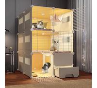 Extra Large 3-Tier Cat Cage With Enclosed Litter Box, Indoor Diy Playpen For Small Pets, Spacious Exercise Area, Ideal For Cats, Rabbits, And Small Animals,Package 1-75x95x109cm