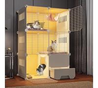 Extra Large 3-Tier Cat Cage With Enclosed Litter Box, Indoor Diy Playpen For Small Pets, Spacious Exercise Area, Ideal For Cats, Rabbits, And Small Animals,Package 1-75x49x109cm
