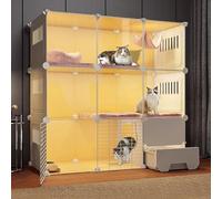 Extra Large 3-Tier Cat Cage With Enclosed Litter Box, Indoor Diy Playpen For Small Pets, Spacious Exercise Area, Ideal For Cats, Rabbits, And Small Animals,Package 1-C-109x49x109cm