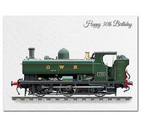 Extra Large 30th Birthday Card for Men - XL Big thick A4 size - Special Age Year - Cool Steam Train GWR Tank Engine Art - Traditional Greeting Him Male - Huge Happy Wishes - UK Eco-Friendly