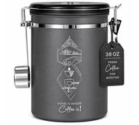 Extra Large 38oz Beans,35oz Grounds Coffee Canister,New 2021 Larger Model Coffee Storage Container for Coffee Beans and Grounds, Airtight Stainless Steel with Date Dial Release Valve and Coffee Spoon