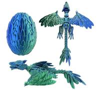 Extra Large 3D Printed Dragon in Egg, Flexible Articulated Crystal Winged Dragons Figurine, Glow in the Dark Surprise Egg with Flying Bird Inside, Home Collectible, Desk Pet Decor(Luminous Rainbow)