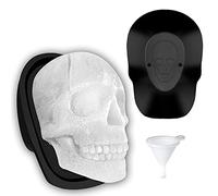 Extra Large 3D Skull Ice Cube Mold Silicone Ice Molds for Whiskey Ice Cube Trays with Funnel for Big Mouth Cup Skull Ice Maker with Resin Chocolate sugar Whiskey Ice Mold for Parties (1 PCS)