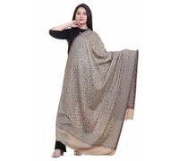 Extra Large 40x80 Inch Kashmiri Style Shawl for Women - Soft Wool Blend Pashmina Stole with Paisley & Floral Design | Oversized Winter Wrap, Elegant Party Wear Scarf & Everyday (Light Gold)